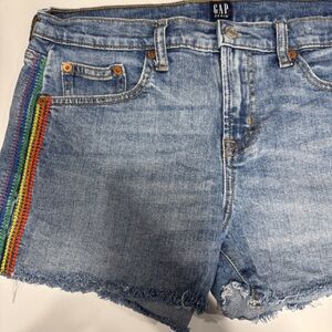 GAP Light Blue Denim Shorts with Colorful Trim